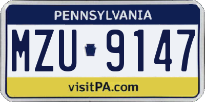 PA license plate MZU9147