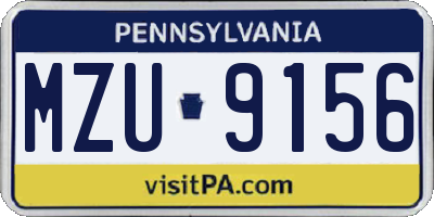 PA license plate MZU9156