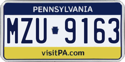 PA license plate MZU9163