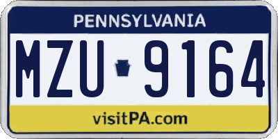 PA license plate MZU9164