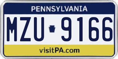 PA license plate MZU9166