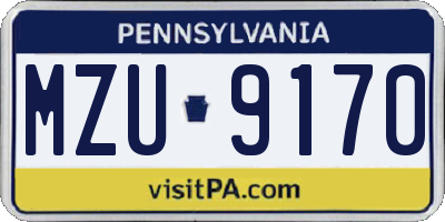 PA license plate MZU9170