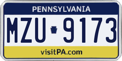 PA license plate MZU9173