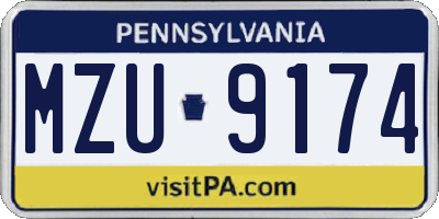 PA license plate MZU9174