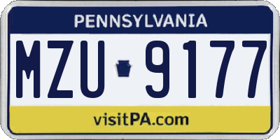 PA license plate MZU9177