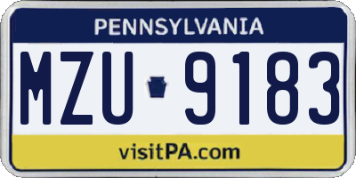 PA license plate MZU9183