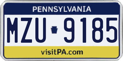 PA license plate MZU9185