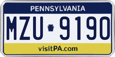 PA license plate MZU9190