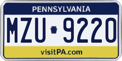 PA license plate MZU9220