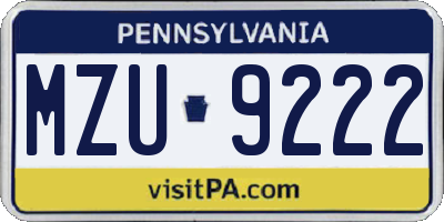 PA license plate MZU9222