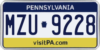 PA license plate MZU9228