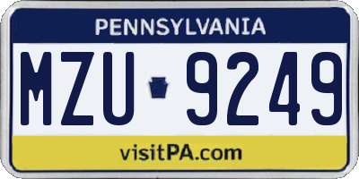 PA license plate MZU9249