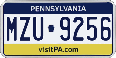 PA license plate MZU9256