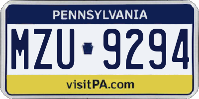PA license plate MZU9294