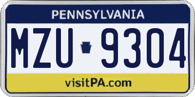 PA license plate MZU9304