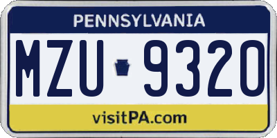 PA license plate MZU9320