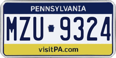 PA license plate MZU9324