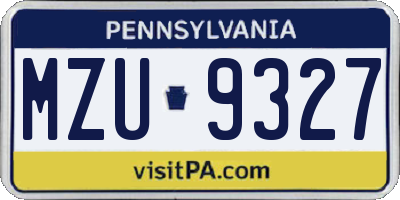 PA license plate MZU9327