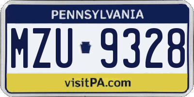 PA license plate MZU9328