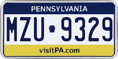 PA license plate MZU9329