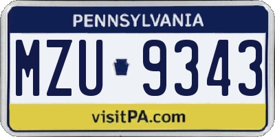 PA license plate MZU9343