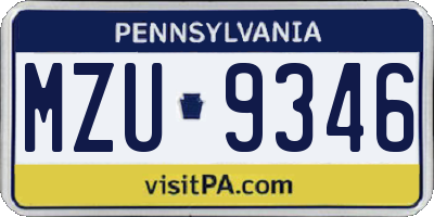 PA license plate MZU9346
