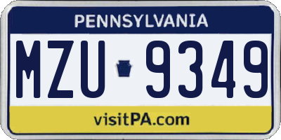 PA license plate MZU9349