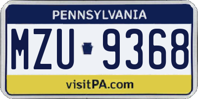 PA license plate MZU9368