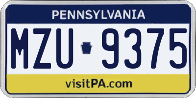 PA license plate MZU9375