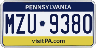 PA license plate MZU9380