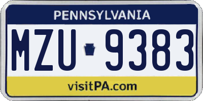 PA license plate MZU9383
