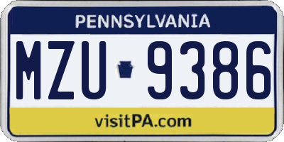 PA license plate MZU9386