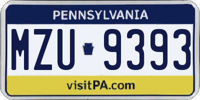 PA license plate MZU9393