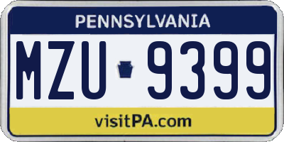 PA license plate MZU9399