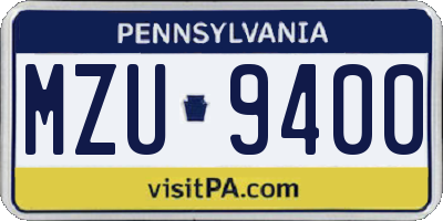 PA license plate MZU9400