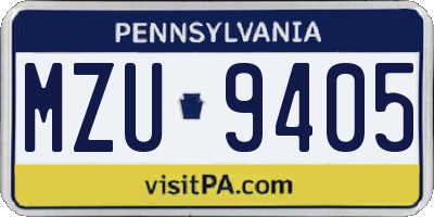 PA license plate MZU9405