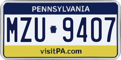 PA license plate MZU9407