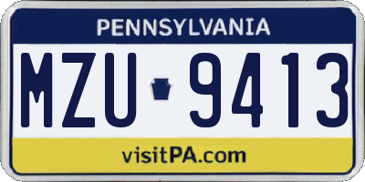 PA license plate MZU9413