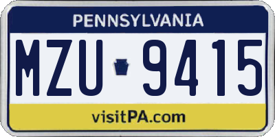 PA license plate MZU9415