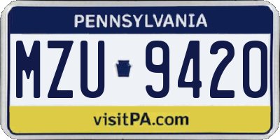 PA license plate MZU9420