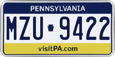 PA license plate MZU9422