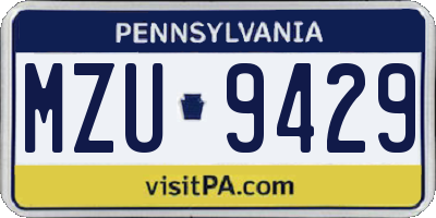 PA license plate MZU9429