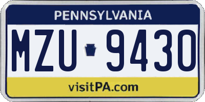 PA license plate MZU9430