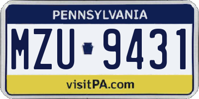 PA license plate MZU9431