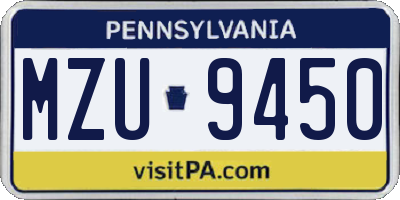 PA license plate MZU9450