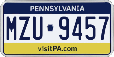 PA license plate MZU9457