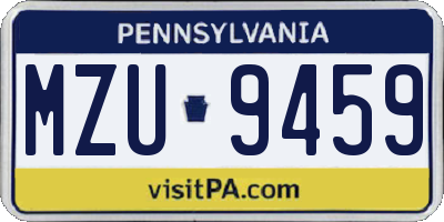 PA license plate MZU9459