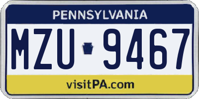 PA license plate MZU9467
