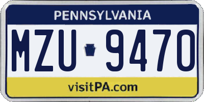 PA license plate MZU9470