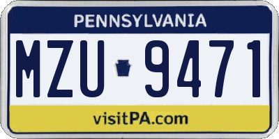 PA license plate MZU9471